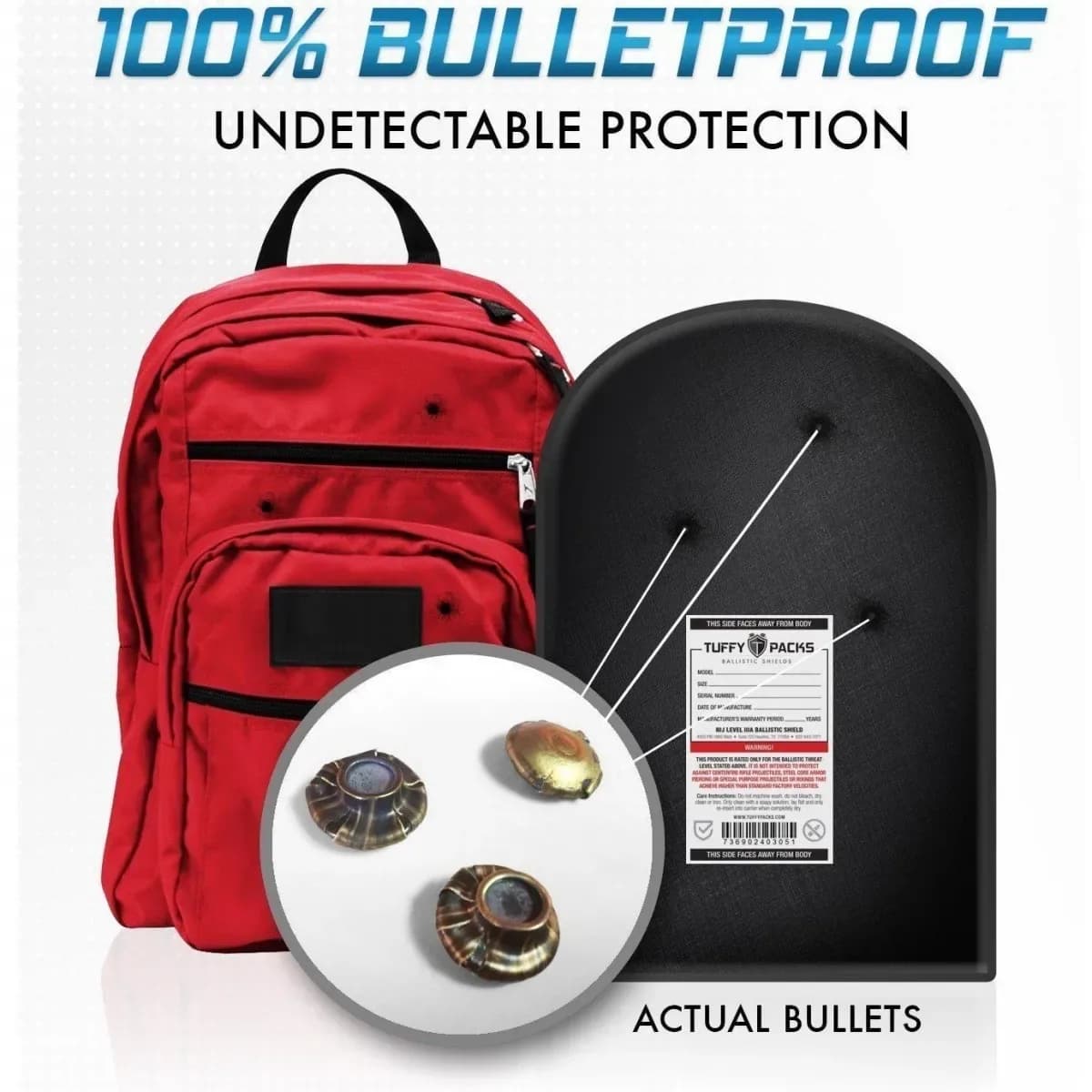 Bulletproof 11 X 14 Armored Level IIIA Ballistic Travel Laptop Backpack (Red)