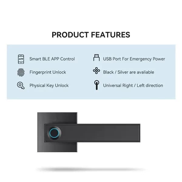 Wifi Bluetooth Fingerprint Smart Door Lock Lever Handle