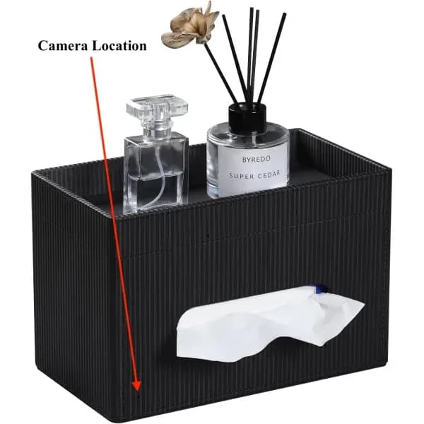 Tissue Box Cover Storage Organizer With 4K UHD Wifi Camera